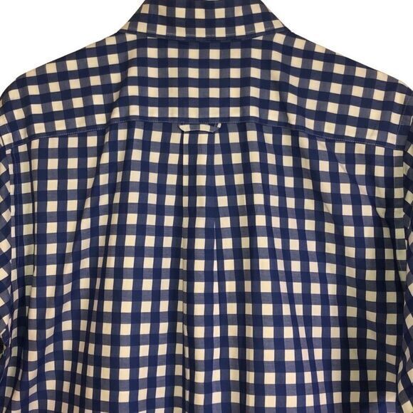 Bots & Bots shirt XL 100% cotton blue white gingham short sleeve button logo'd - Picture 8 of 9